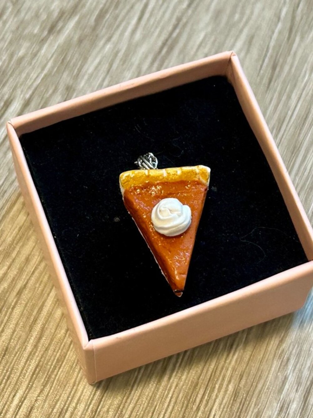 Handmade Pumpkin Pie Necklace – One of a Kind, Thanksgiving Festive
